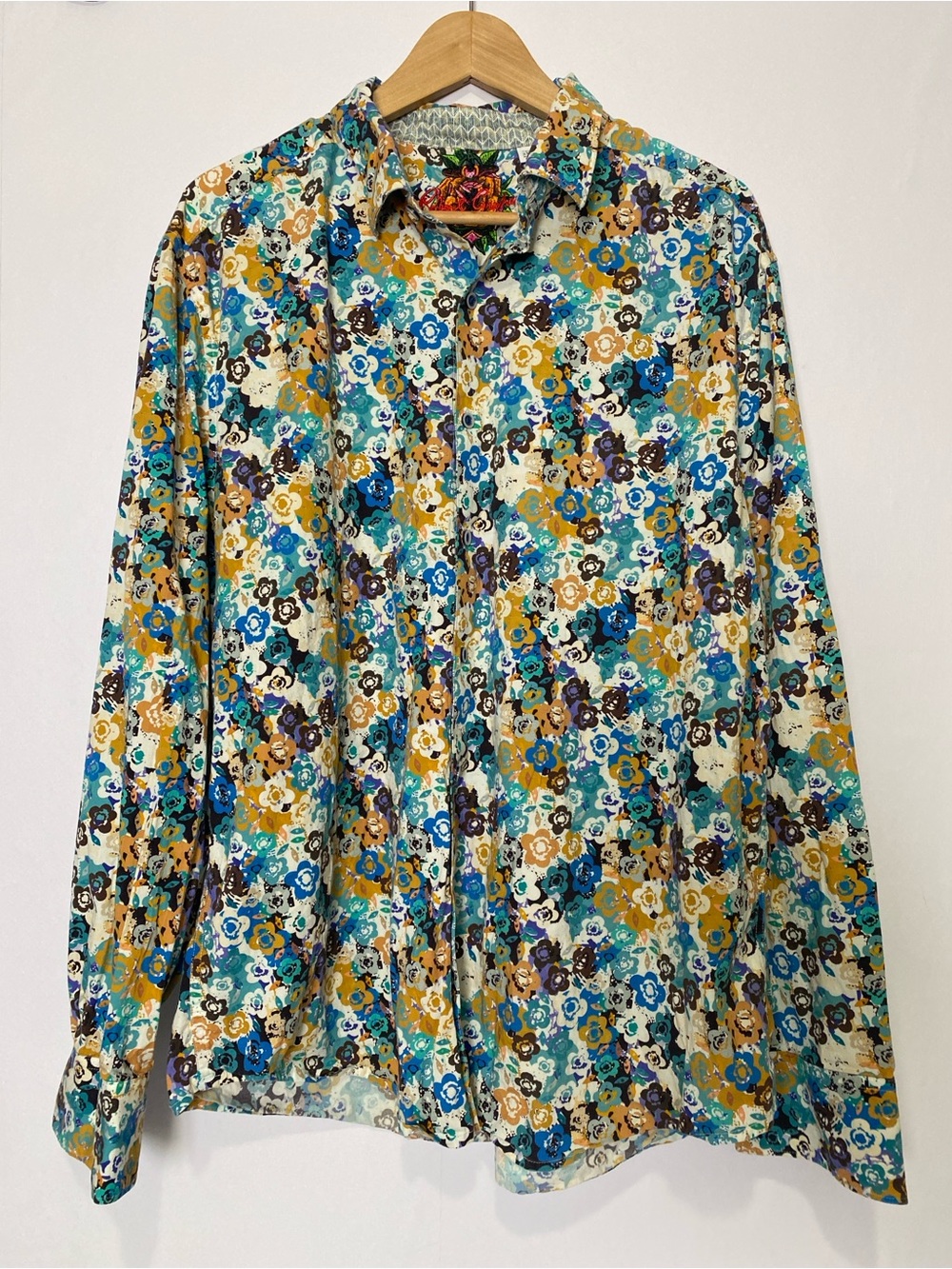 Robert Graham Button Down Shirt Classic Fit 2XL Floral Cotton Stretch Casual